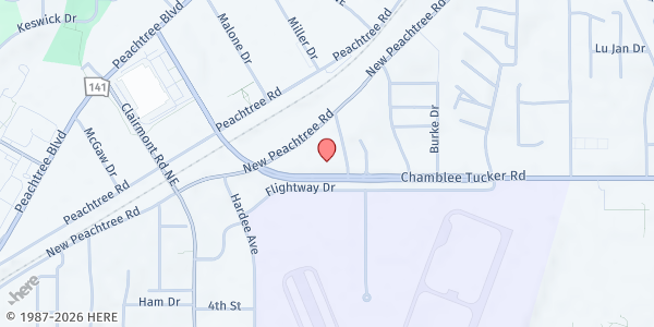 Map showing St. Vincent De Paul Society, Inc - Chamblee at 2050 Chamblee Tucker Road, Chamblee, GA