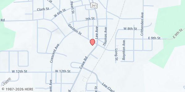 Map showing Elizabeth Lee Methodist Church at 139 Cove Rd, Chickamauga, GA