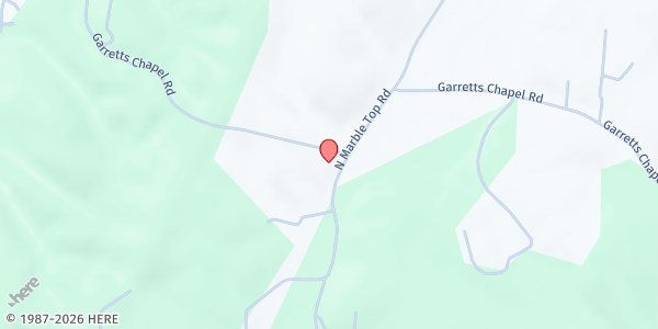 Map showing Garrett's Chapel Baptist Church at 3235 Garretts Chapel Rd, Chickamauga, GA