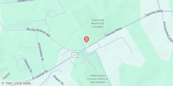 Map showing Sharing and Caring - Clarkesville at 110 Camelot Way, Clarkesville, GA