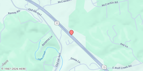 Map showing Turnerville Church of God at 2829 Old Historic 441, Clarkesville, GA