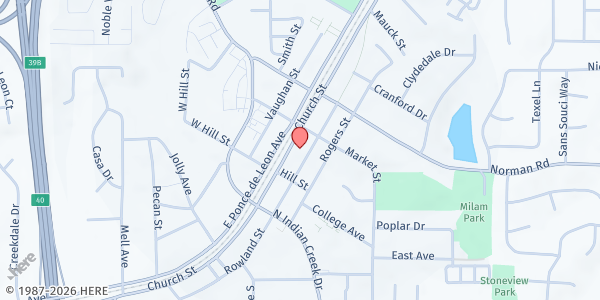 Map showing Clarkston Community Center at 3701 College Ave., Clarkston, GA