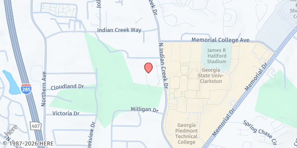 Map showing Clarkston High School at 618 North Indian Creek Drive, Clarkston, GA