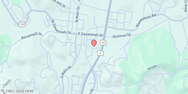 Map showing Food Bank of Northeast Georgia (Clayton Location) at 46 Plaza Way, Clayton, GA
