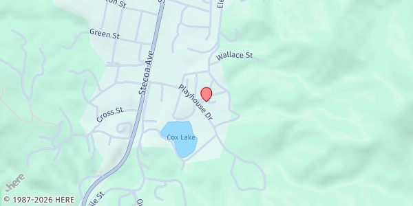 Map showing NEGA Food Bank Distribution at American Legion post 220 at 4 Electric Ave., Clayton, GA