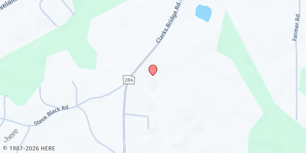 Map showing Trinity UMC at 5622 Clarks Bridge Road, Clermont, GA