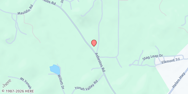 Map showing Mt. Yonah Baptist Church at 882 Asbestos Rd., Cleveland, GA