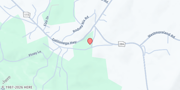 Map showing Shoal Creek Baptist Church at 142 Shoal Creek Church Rd., Cleveland, GA