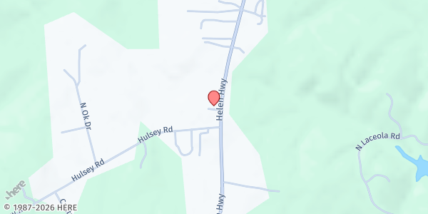 Map showing St. Paul the Apostle Catholic Church at 1243 Hulsey Rd., Cleveland, GA