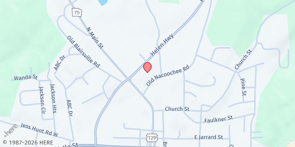 Map showing Yonah Community Church at 52 Helen Highway, Cleveland, GA