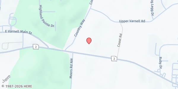 Map showing Varnell United Methodist Church at 3485 GA-2, Cohutta, GA