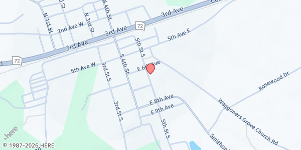 Map showing Colbert Living Waters Holiness Church at 215 S. 5th St., Colbert, GA