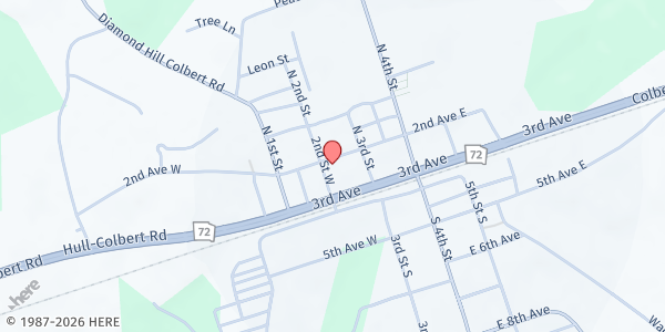 Map showing Colbert UMC at 68 N. 2nd St., Colbert, GA