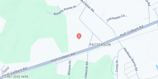 Map showing Riverside Baptist Church at 65 Sorrow-Patterson Rd., Colbert, GA