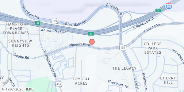 Map showing Emma's Place Inc. at 1651 Phoenix Boulevard, College Park, GA