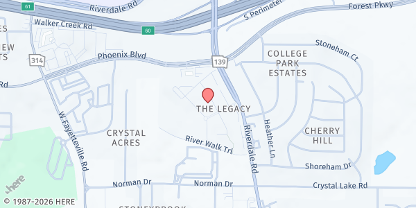 Map showing KKJ Foundation at 5327 Riverwalk Ln., College Park, GA