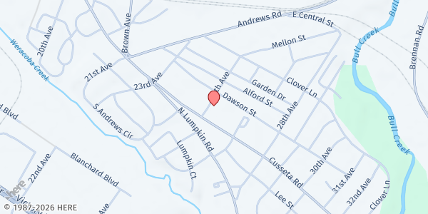 Map showing Beginning New Outreach at 322 25th Ave., Columbus, GA