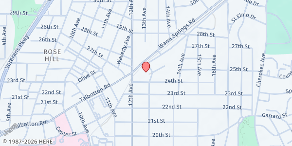 Map showing Body of Christ Worship Center at 1209 Pou St., Columbus, GA