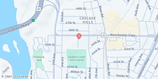 Map showing Brookstone Full Gospel Baptist Church at 506 Manchester Expy. A5, Columbus, GA