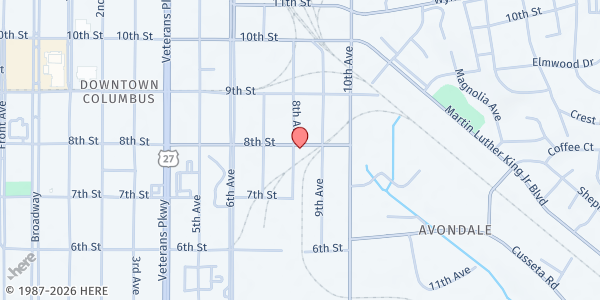 Map showing Holsey Chapel CME Church at 718 8th St., Columbus, GA