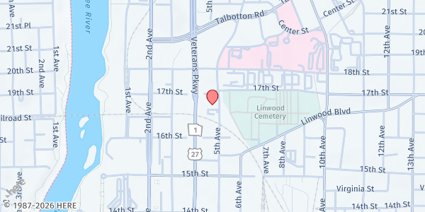 Map showing Metropolitan Baptist Church at 1633 5th Ave., Columbus, GA