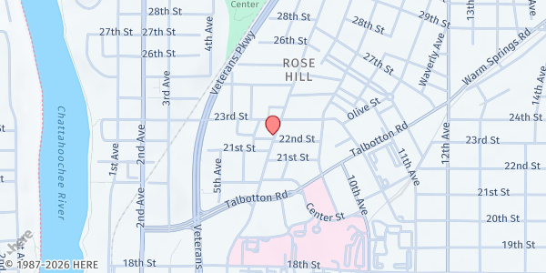 Map showing Safe House Ministries at 2101 Hamilton Rd., Columbus, GA