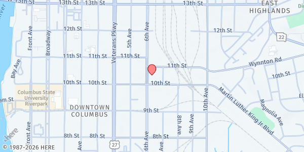 Map showing St. James AME Church at 1002 6th Ave., Columbus, GA