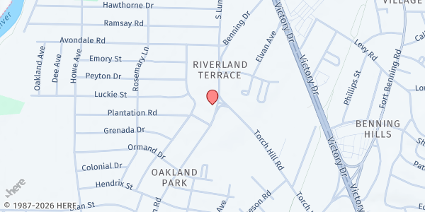 Map showing The Life Center at 1921 S. Lumpkin Rd., Columbus, GA