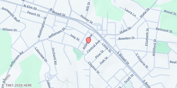 Map showing Banks-Jackson Food Bank at 111 Atlanta Ave., Commerce, GA