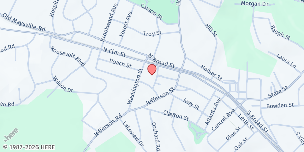 Map showing Christian Outreach at 2183 N. Elm St., Commerce, GA