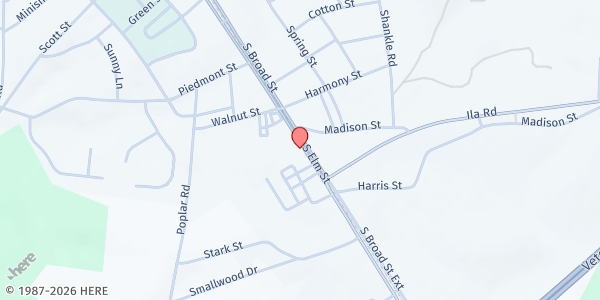 Map showing iServe Ministries - Commerce at 631 S. Elm Street, Commerce, GA