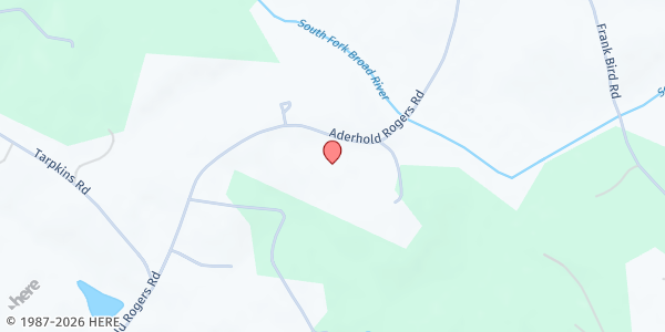 Map showing Rogers Baptist Church at 1318 Aderhold Rogers Rd., Commerce, GA