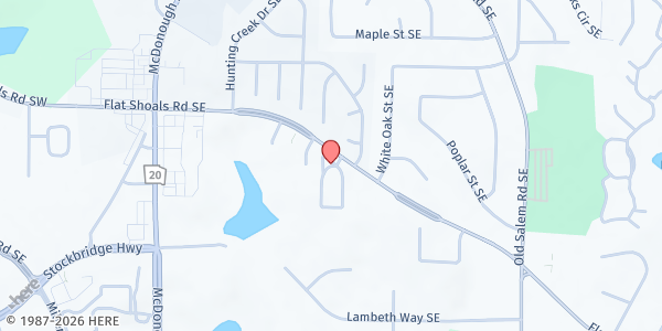 Map showing Excel Church at 1151 Flat Shoals Rd. SE, Conyers, GA