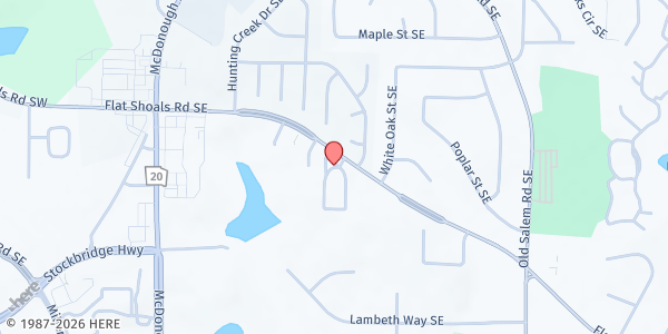 Map showing Kingdom Builders Covenant Church (Excel Church Worldwide) at 1151 Flat Shoals Rd. SE, Conyers, GA