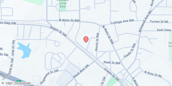Map showing Macedonia Baptist Church at 1052 Barton St. NW, Conyers, GA