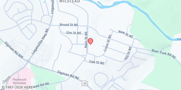 Map showing Milstead Baptist Church at 1613 Main St. NE, Conyers, GA