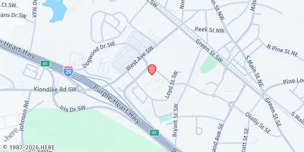 Map showing Rockdale County Senior Services - Conyers at 1240 Dogwood Dr. SW, Conyers, GA