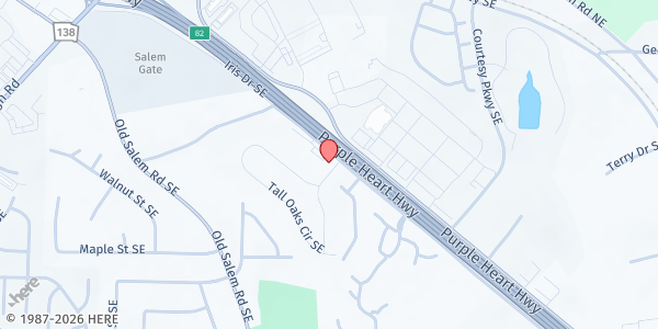 Map showing Rockdale Emergency Relief Fund at 350 Tall Oaks Dr. SE, Conyers, GA