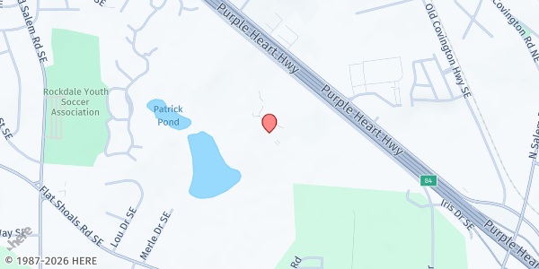 Map showing Springfield Baptist Church at 1877 Iris Drive Southeast, Conyers, GA