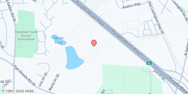 Map showing Springfield Christian Ministries Inc at 1877 Iris Drive Southeast, Conyers, GA