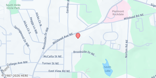 Map showing The Refuge Center at 1307 Milstead Avenue Northeast, Conyers, GA