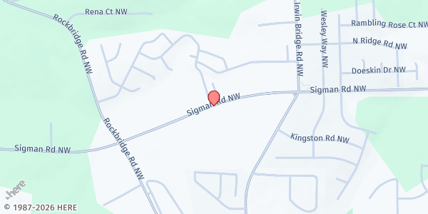 Map showing Voices of Faith Ministries, Inc - Food Pantry at 1240 Sigman Rd NW, Conyers, GA