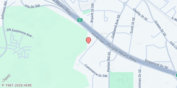 Map showing Xtra Mile Food Bank at 1203 Royal Dr. SW, Conyers, GA