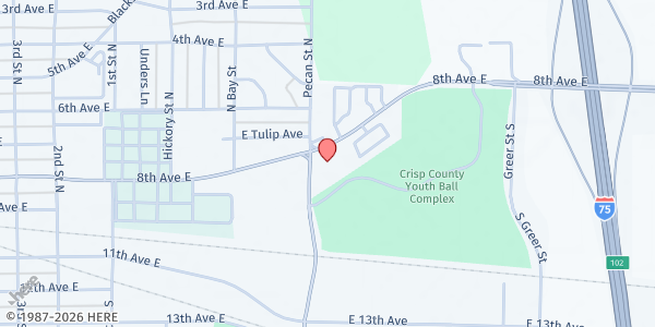 Map showing Northern Heights Baptist Church - Manna Mobile Pantry at 1102 East 8th Avenue, Cordele, GA