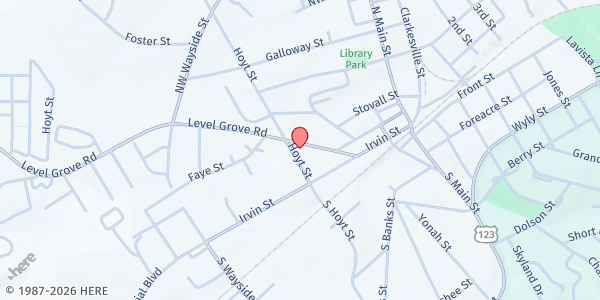 Map showing The Lord's Help Soup Kitchen/Open Door Food Pantry at 236 Level Grove Rd., Cornelia, GA