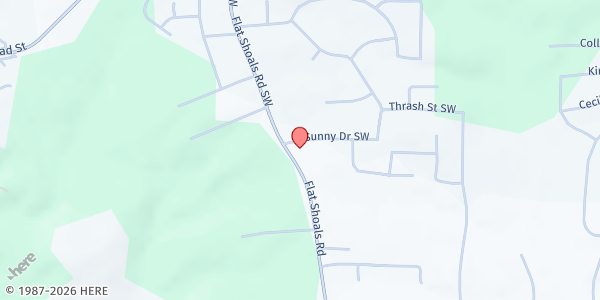 Map showing Pleasant View Baptist Church at 10201 Flat Shoals Rd., Covington, GA