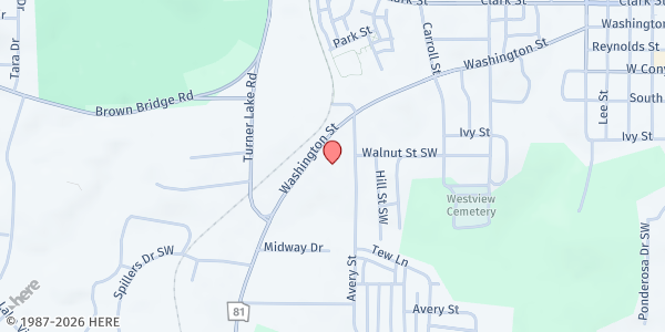 Map showing The Salvation Army - Covington at 5193 Washington St. SW, Covington, GA