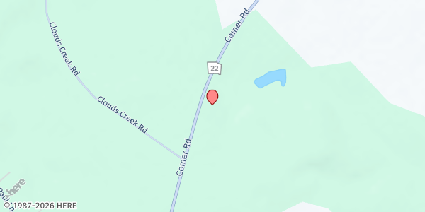 Map showing The Carpenter's Closet Outreach Ministries Inc. at 1244 Comer Rd., Crawford, GA