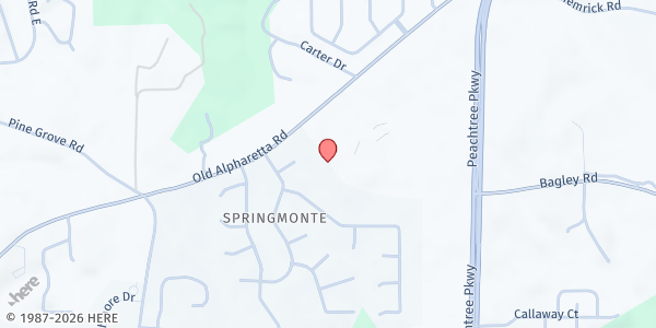 Map showing First Redeemer Church at 2100 Peachtree Pkwy., Cumming, GA