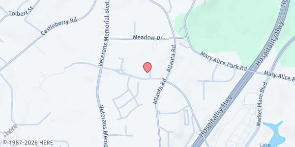 Map showing Orchards Apartment Complex at 105 Orchard Circle, Cumming, GA